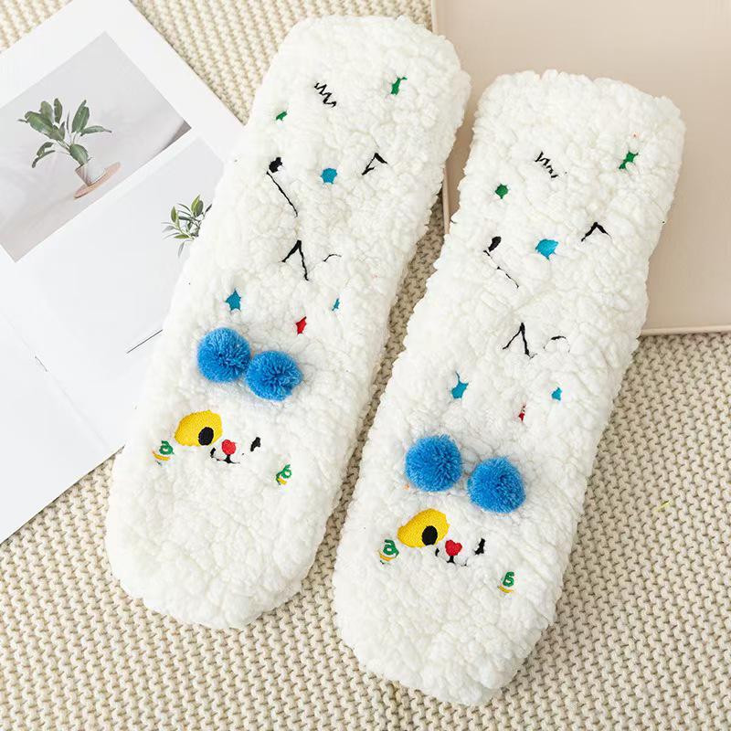 Women s Mid-Calf Lambswool Socks - Thick, Warm, and Cute for Autumn/Winter One Size