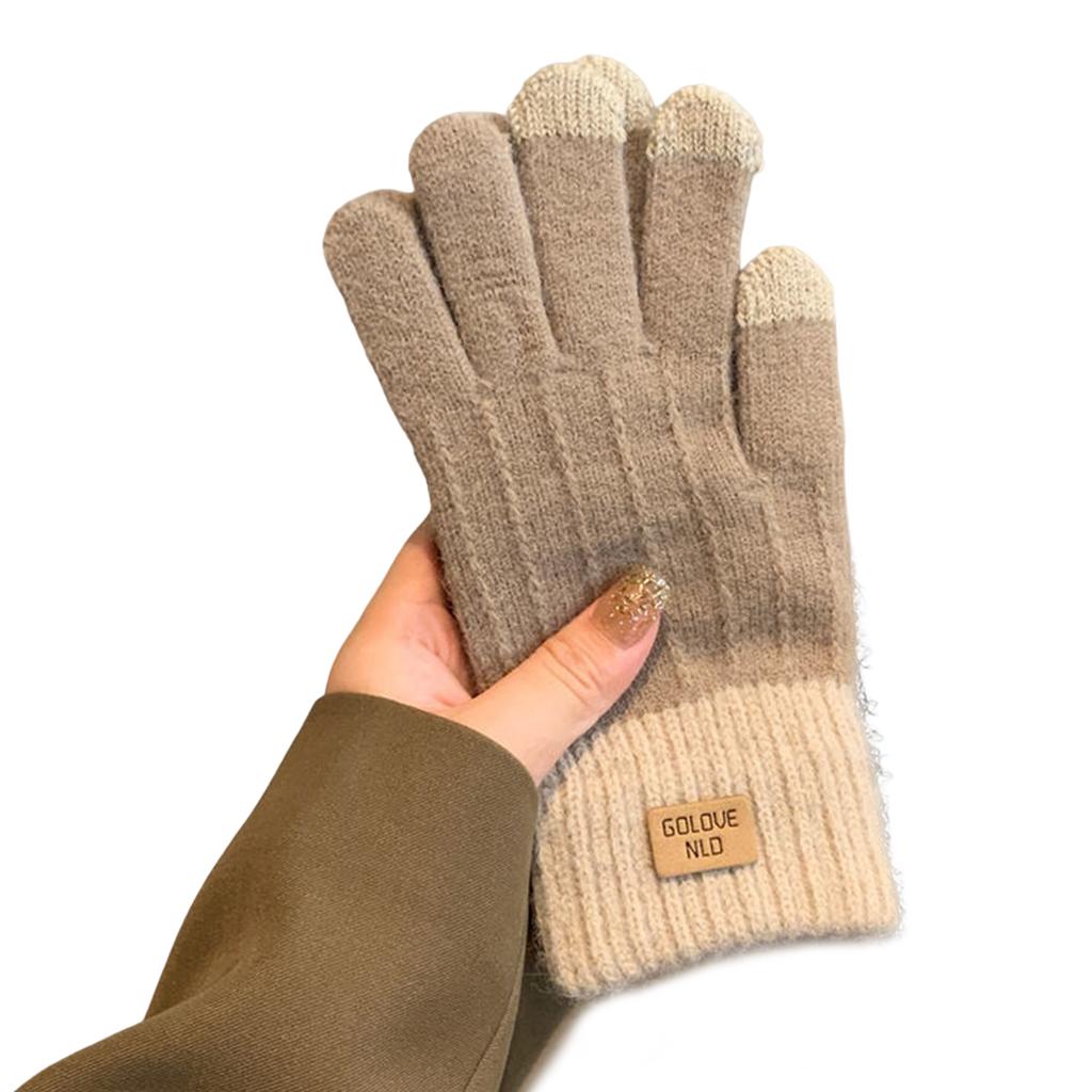 Soft Knit Touchscreen Gloves for Women Men Winter Warm Windproof Anti-Slip with Elastic Cuff Outdoor Cycling Travel 1 Pair