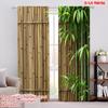 2D Flat Printing 2pcs Party Curtain Golden Bamboo and Green Leaves Versatile Polyester,Without Electricity Spring Party &
