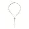 French Style Retro Minimalist Bow Necklaces for Women Ladies Stainless Steel Snake Bone Chains Long Pendant Necklaces Jewelry