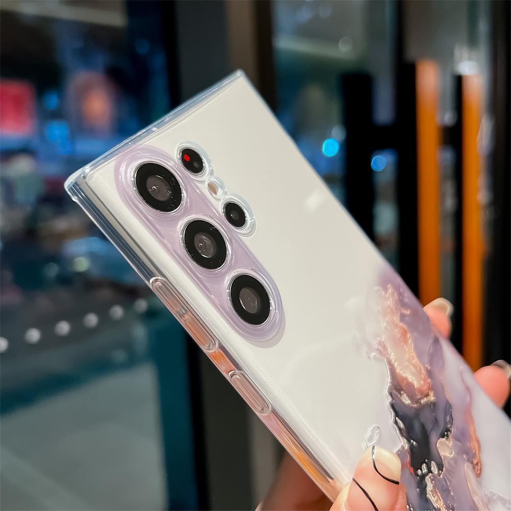 Aquarellmaleri Marmordeksel for Samsung S24U S23 Ultra S22 S21 Plus A55 5G A54 A34 A23 A52 A72 A33 A12 Gjennomsiktig Mykt Silikondeksel