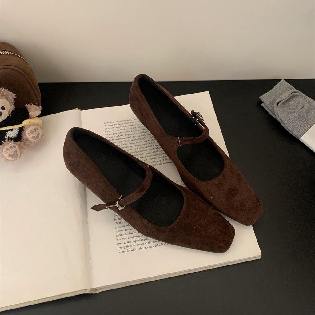 High-end Wedge Heel Light Mouth Single Shoes Women's Spring and Autumn New Korean Version French Temperament Evening Fairy Style Suede High Heels