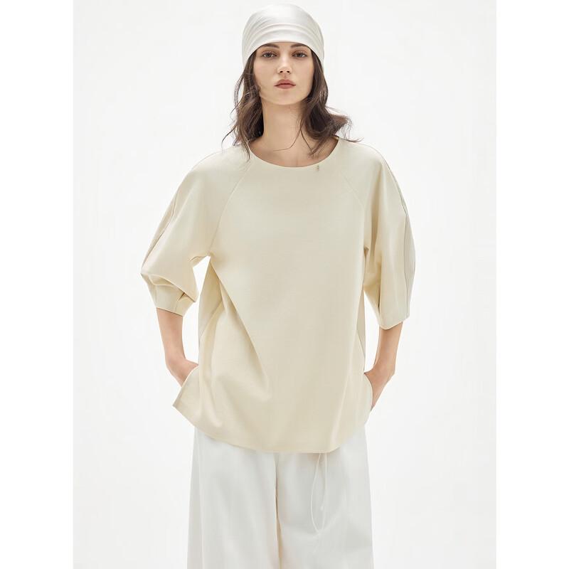 ELLE Women's French Style Round Neck Casual Shirt