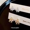 Real gold electroplated silver needle zircon pony pearl stud earrings natal year daily versatile earrings light luxury high-end earrings
