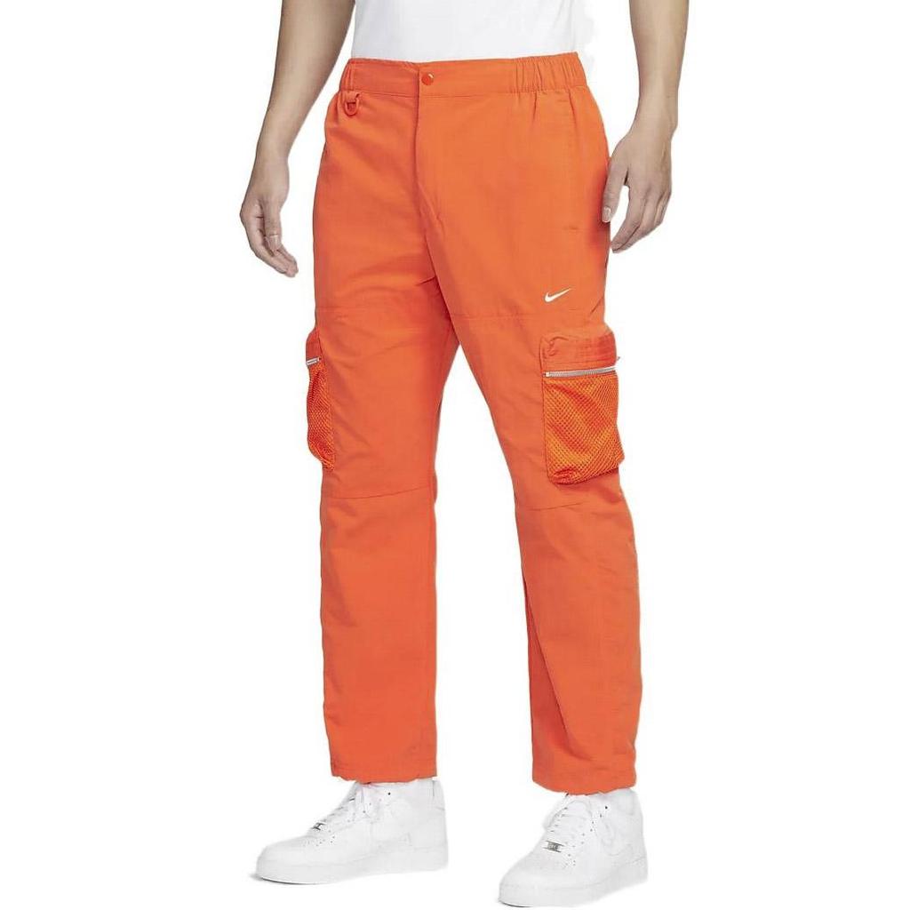Nike Premium Solid Zipper Pocket Straight-Leg Cargo Pants Men Bottoms Orange DX7857-819