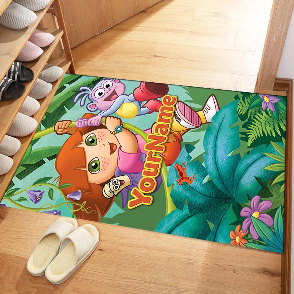 Dora Explorer Personalized Text Floor Rug Office Rug Design for Game Room Decorate room Playrooms Balcony Antislip Carpet Office home decor