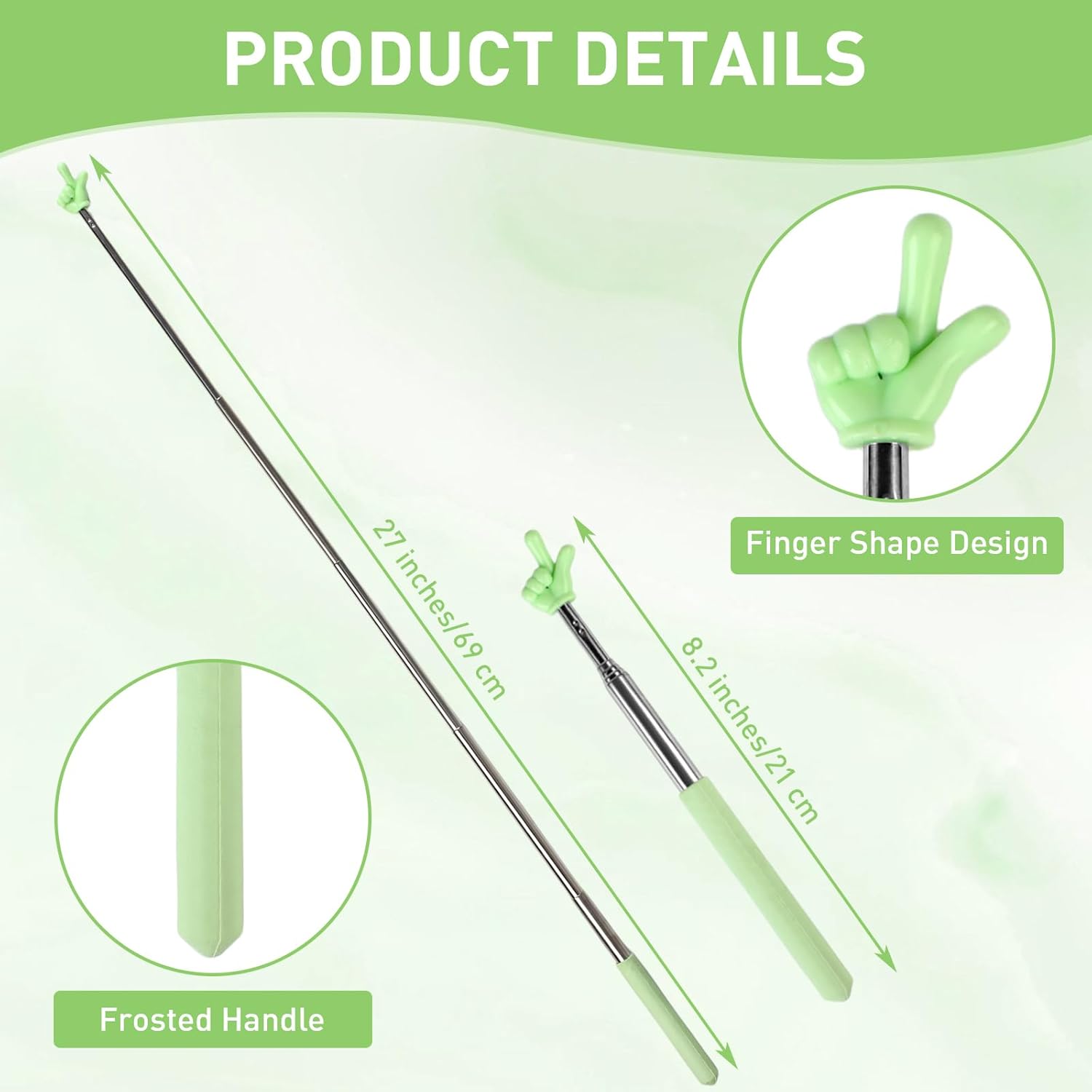 Azureal 6PCS Pointer Finger Stick, Extendable Colorful Finger Pointer Stick, Mini Retractable Teacher Pointer for Presentation, Whiteboard,