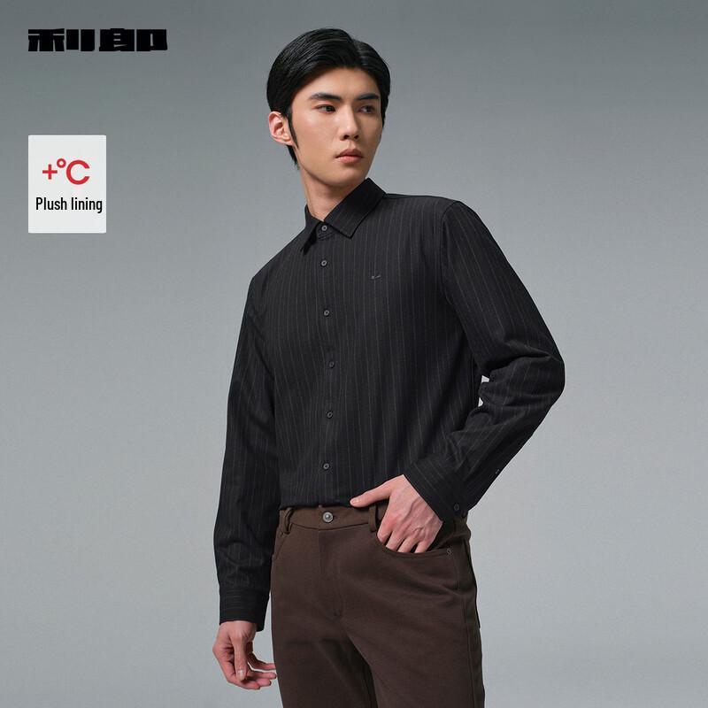 Lilang Men s Striped Fleece-Lined Long Sleeve Shirt 185/100A