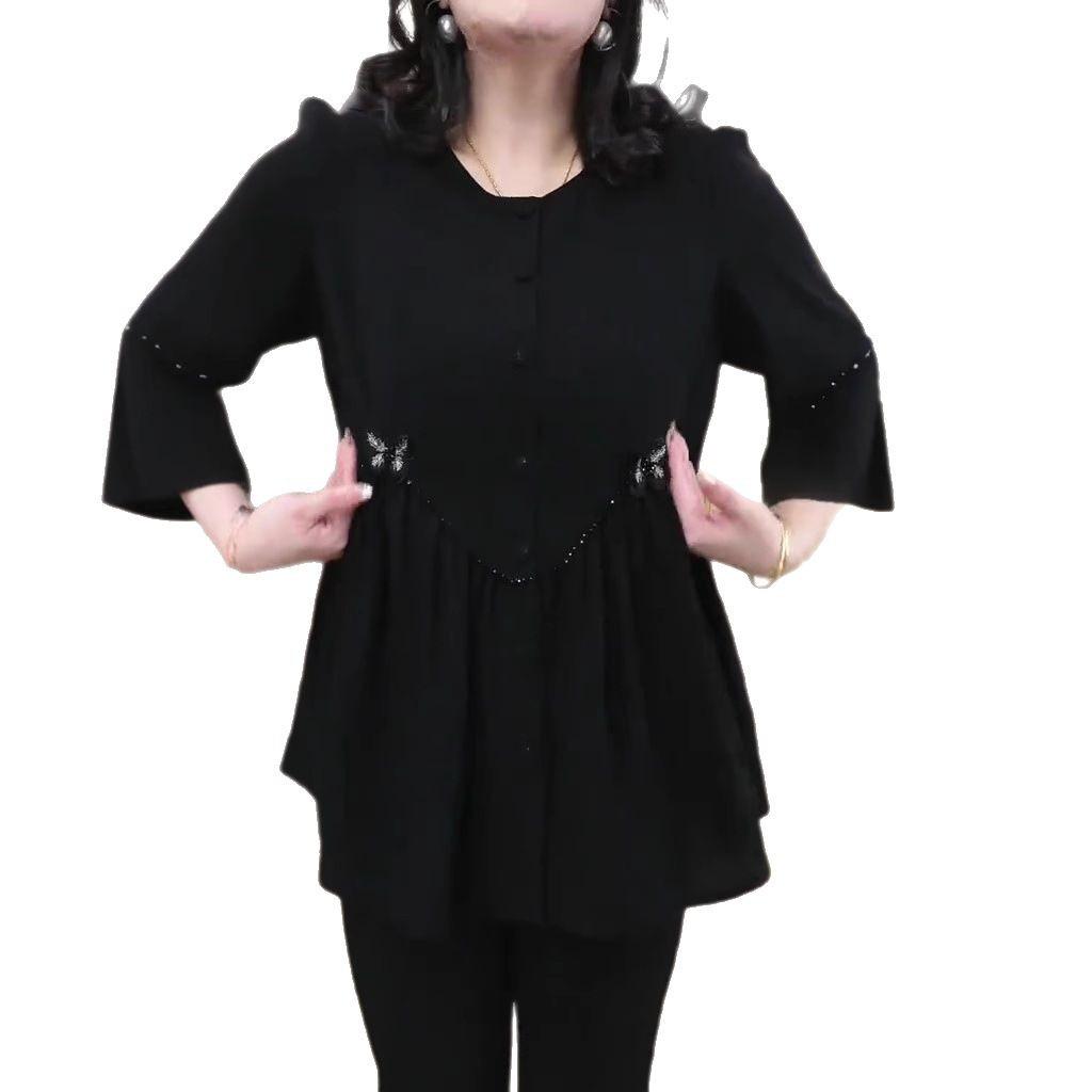 2025 European Style Chiffon A-Line Plus Size Slimming Top for Women