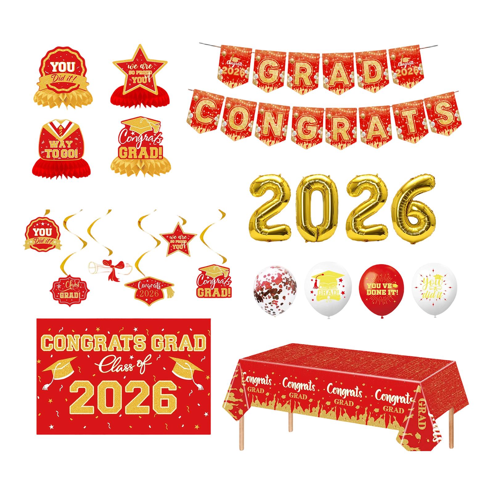Graduation Party Decoration Graduation 2026 Graduation Party Decoration Background Banner One Size красный
