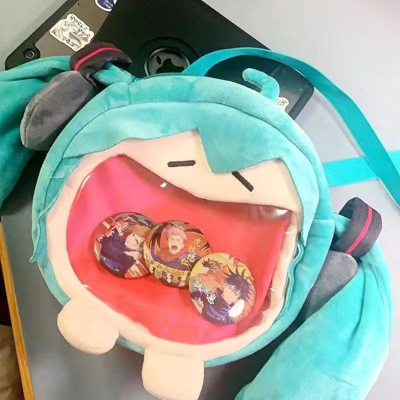 New Hatsune Miku Bag Q Version Kawaii Figure Plush Bag Model Doll Plush Stuffed Toy Shoulder Bag Transparent Backpack Kids Gift