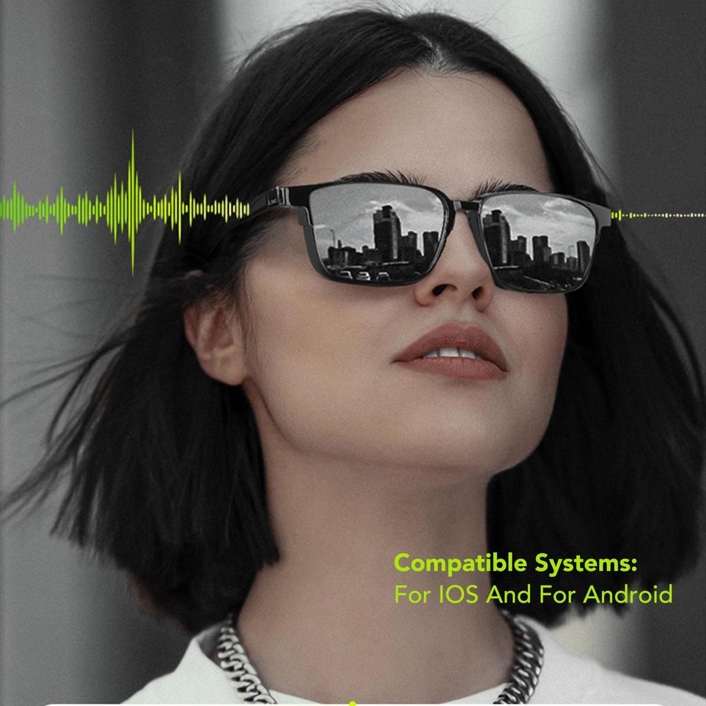 Smart Glasses with Blue Light Polarized Microphone and Touch and Voice Assistant 6 Hours of Unisex Smart Sunglasses for Outdoor Use Polarized Night