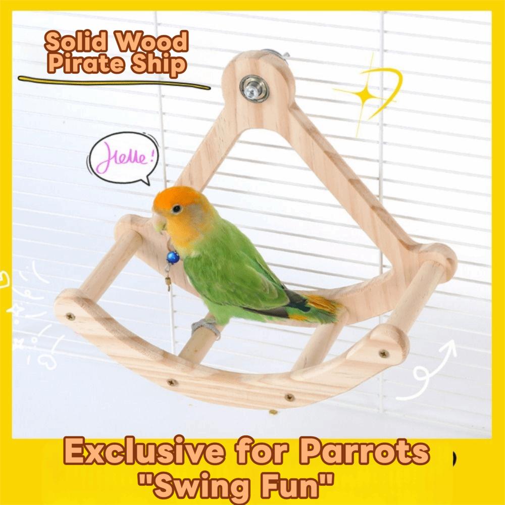 Wooden Parrot Swing Durable Rocking Perch Stand Enrichment Toy Bird Cage Accessories  Pet Parrot