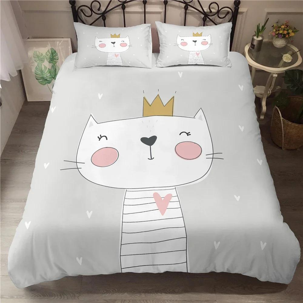 Cartoon Dinosaurier Königin Bettbezug Gelbe Tiere Bettwäsche Set Für Kinder Jungen Mädchen Tierwelt Weich 2/3 Stück Polyester Bettdeckenbezug