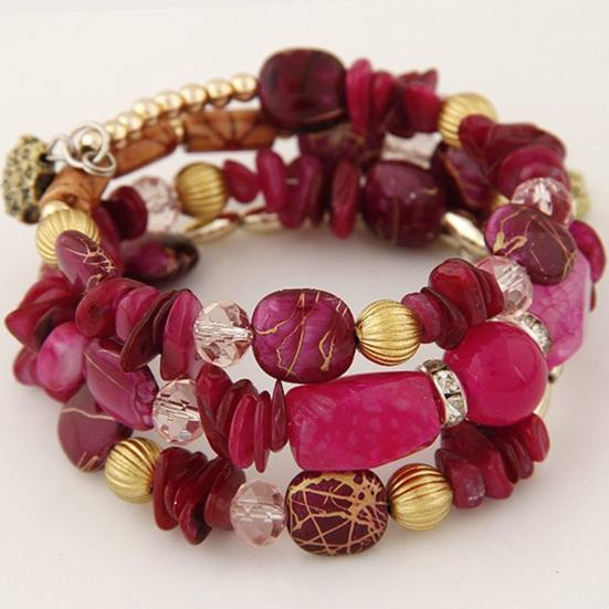 Unisex Bracelet Alloy Irregular Shape Stones Multi-layered Stacking Retro Ethnic Bohemian Faux Turquoise Faux Agate Elastic Cord Wrist Jewelry