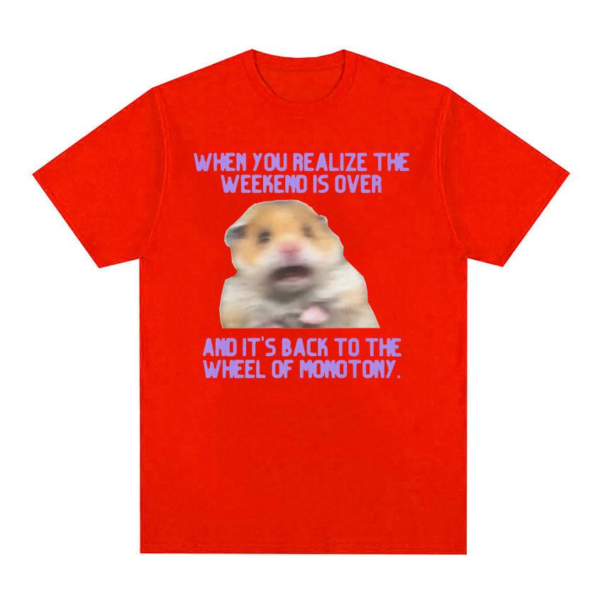 

Funny Scared Hamster Meme T Shirt Men s Women Vintage Fashion Short Sleeve T-Shirts Summer Casual 100% Cotton Oversized T-shirt