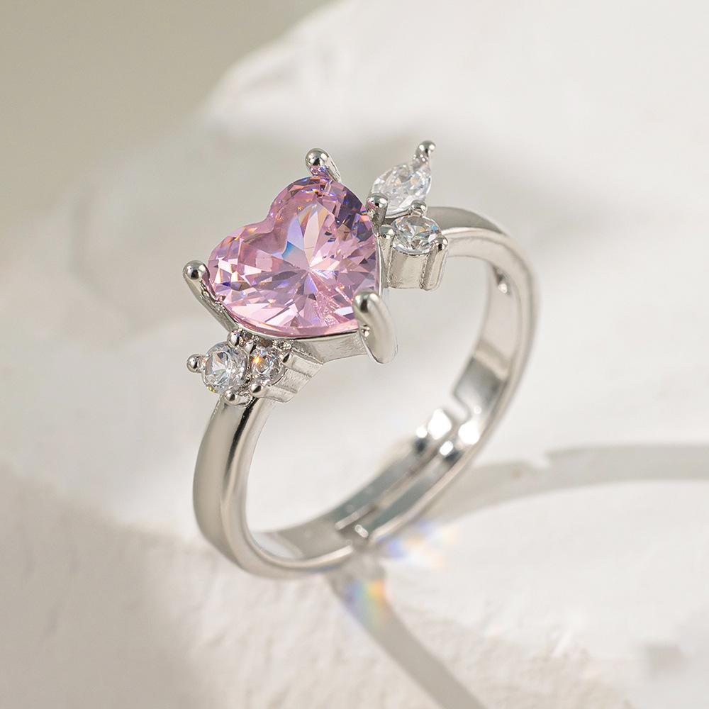 Micro-Inlaid Zircon Fashion Open Ring - Adjustable Luxury Index Finger Jewelry for Women