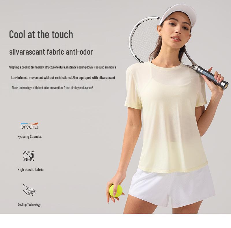 Women's Quick-Dry Hollow Out Back Yoga T-Shirt - Breathable Summer Running Top