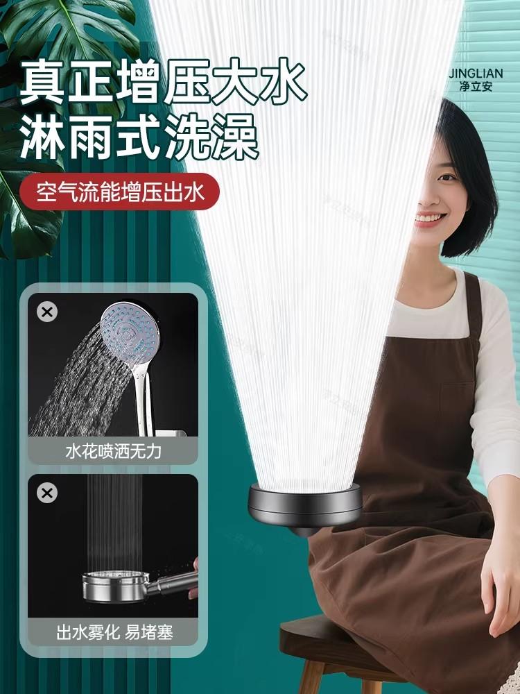New Big Panel High Pressure Large Flow Shower Head With Stop Water Button Silver Massage Spray Nozzle Rainfall Bathroom Shower