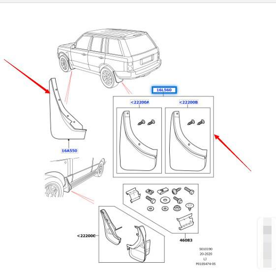 CAS500060PMA/CAT500070PMA Mudguards for 2002-2009 Land Rover Range Rover