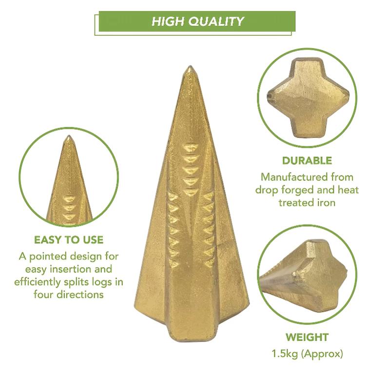3.5lb Options Durable 4-Way Manual Wood Splitting Wedge Versatile Steel Tool Outdoor Use Winter Firewood Fireplace Accessories