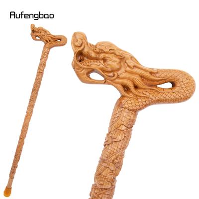 Gelber Blumen-Drachen-Holzstock, einteilig, 89 cm, dekorativ, für Kostüme, Halloween, als Gehstock oder Krummstab geeignet