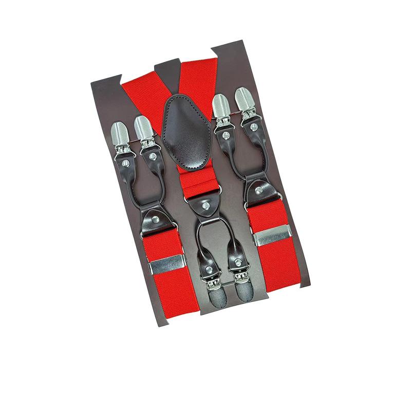 6 Clips Men'S Suspender Belt, Strap Thickened Elastic Belt, High-Quality Hardware Accessories