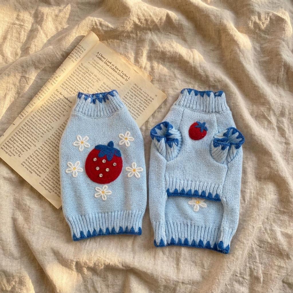 Gemütlicher gestreifter Kunstmink-Pullover für kleine/mittelgroße Hunde & Katzen - Herbst/Winter Haustierbekleidung