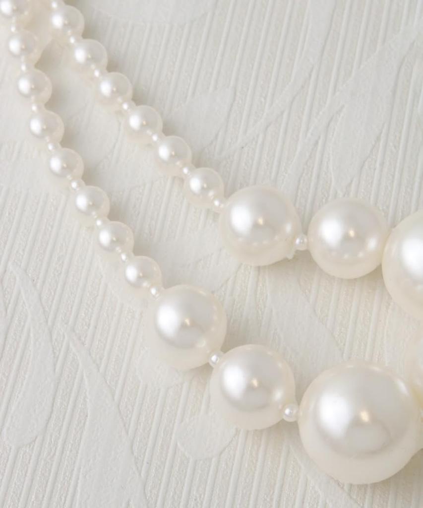 VINGTAINE Pearl Necklace, Gradient Line, Large Pearls, Elegant, for Occasions, Formal Occasions, Receptions, Parties, Weddings, GraduationEntrance