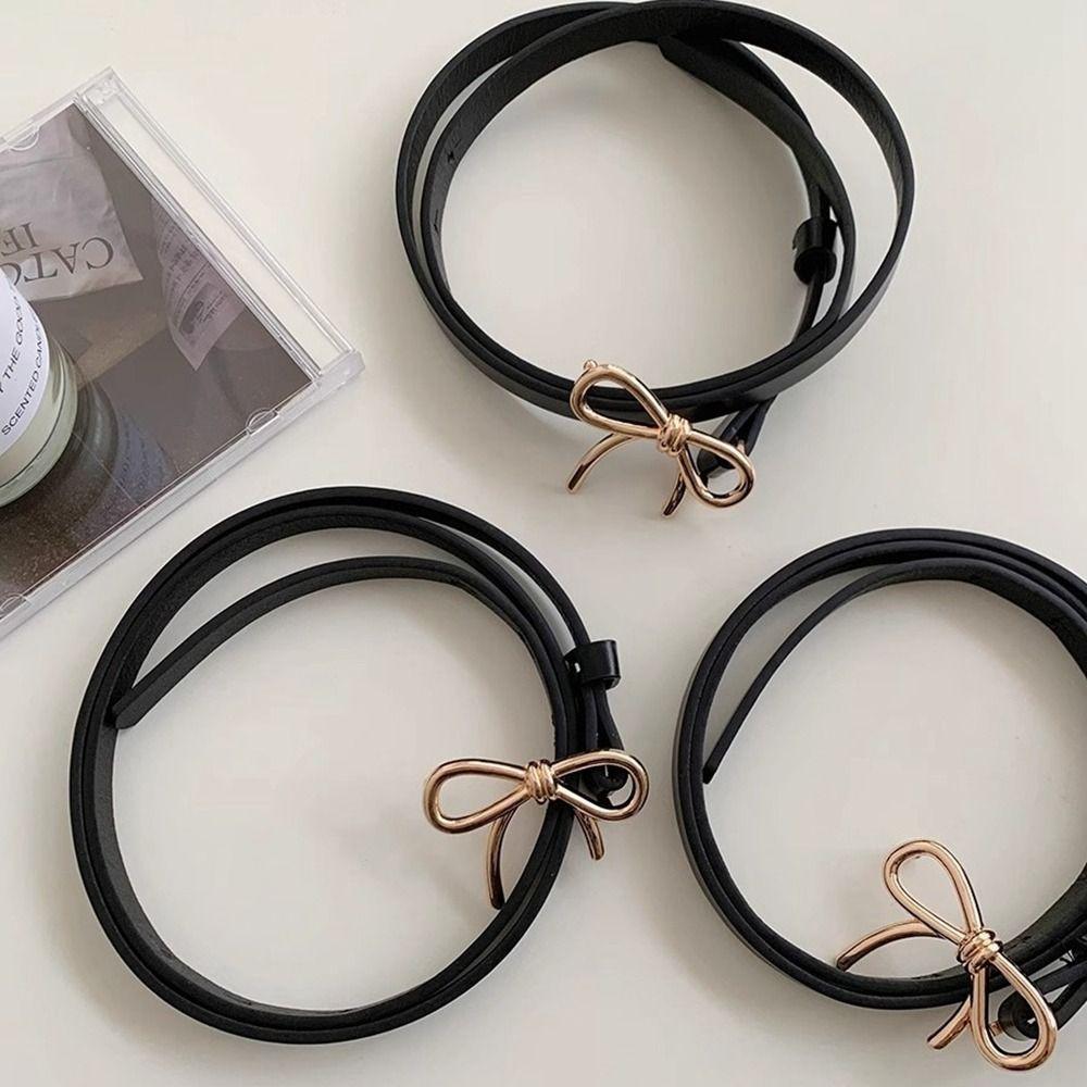 

Пряжка-бантик с бантом Y2k тонкий пояс элегантное украшение для платья чёрный