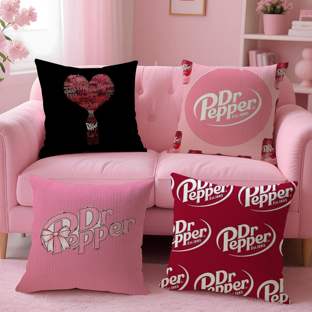 Cherry Drink D-Dr-P-Pepper Cushion Cover Summer Coolness Linen Fabric Double-Sided Printing Pillow Case Sofa Home Decor Gift