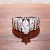 Huitan Gorgeous Women Ring Inlaid Brilliant Marquise CZ Geometric Design Party Lady Accessories Fashion Wedding Charming Jewelry