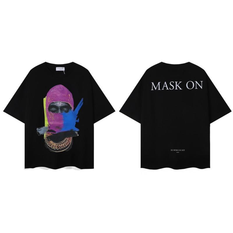 Stranger Things Masked Man Print Tee Men's American IH NOM UH NIT High Street Summer T-Shirt Casual Oversized Top