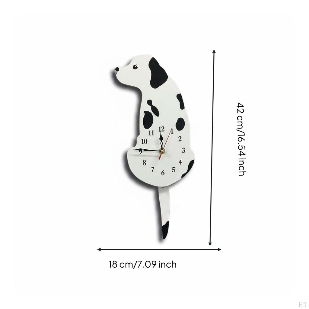 Black and White Dog Clock Minimalist Cartoon DIY Home Decor for Living Room, Bedroom,