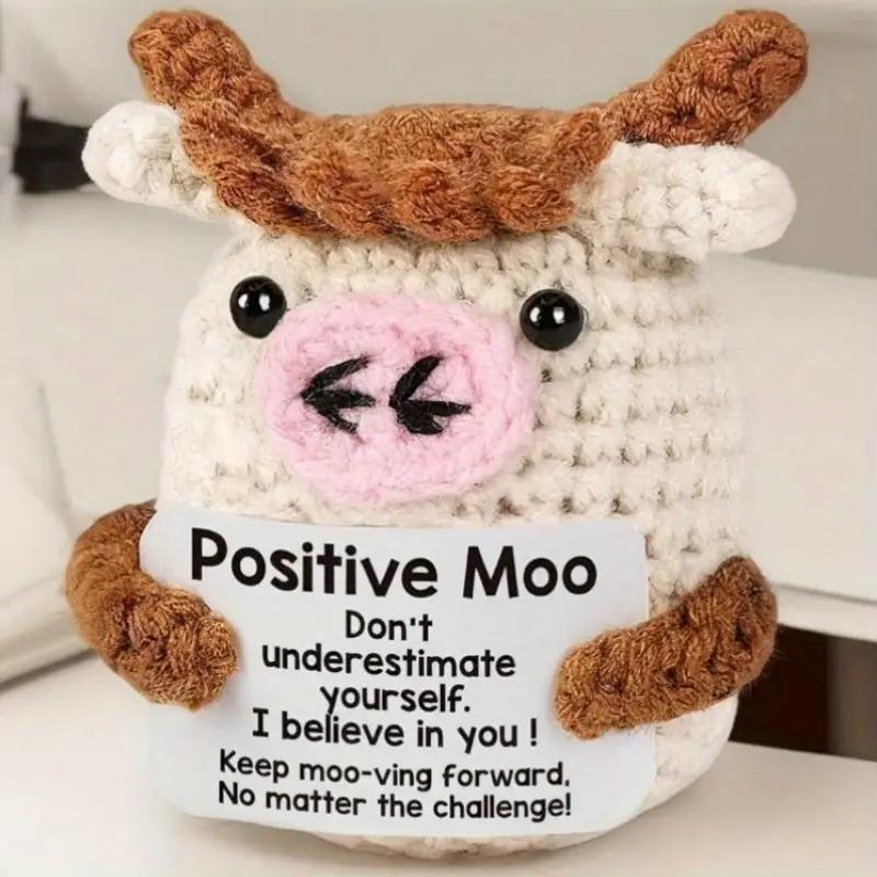 A Mini And Fun Positive Crochet Cow Gift Emotional Knitted Cow Animal Gift for Birthdays And Holidays