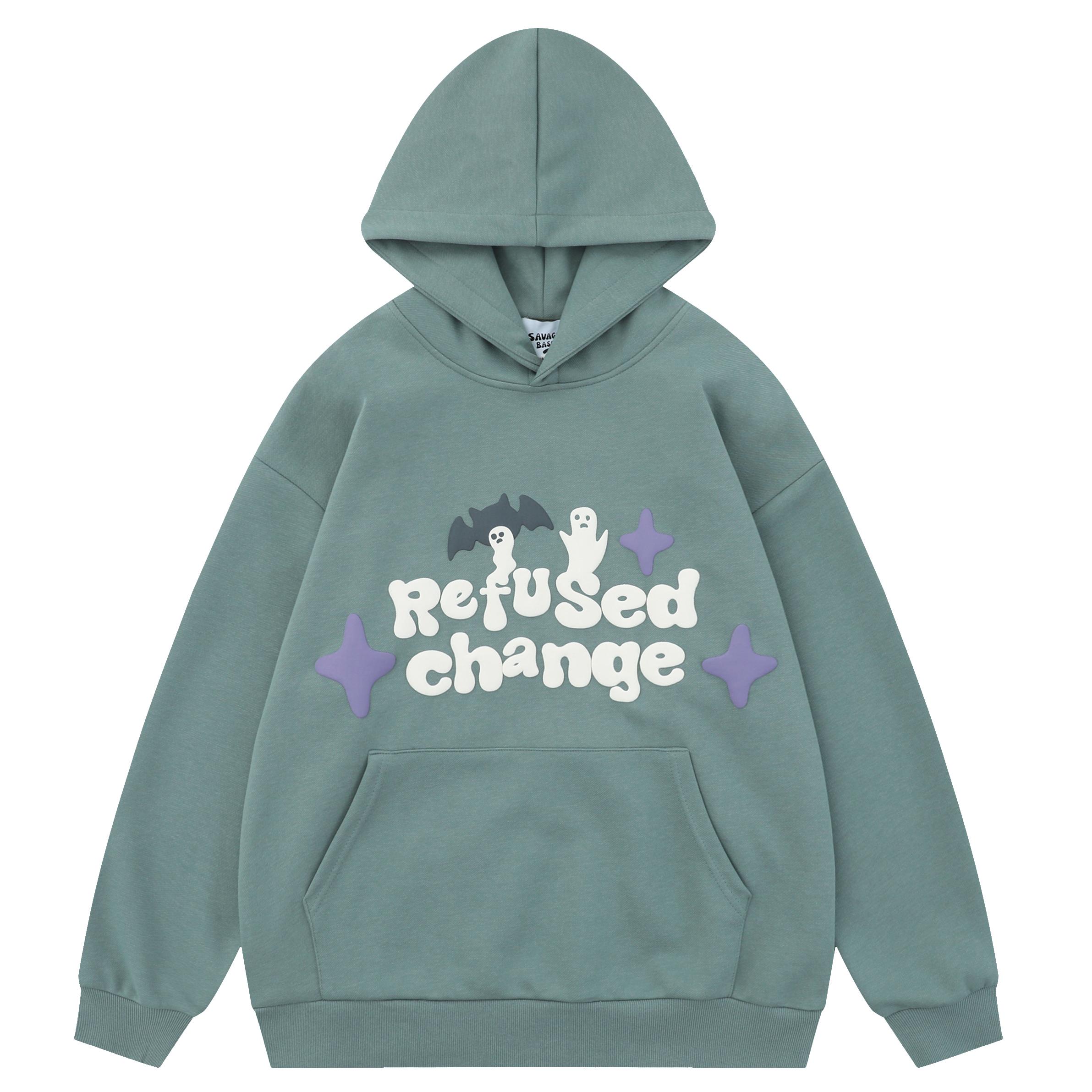 

Новинка в уличной одежде Хэллоуин мультфильм узор унисекс толстовка с капюшоном M зелёный