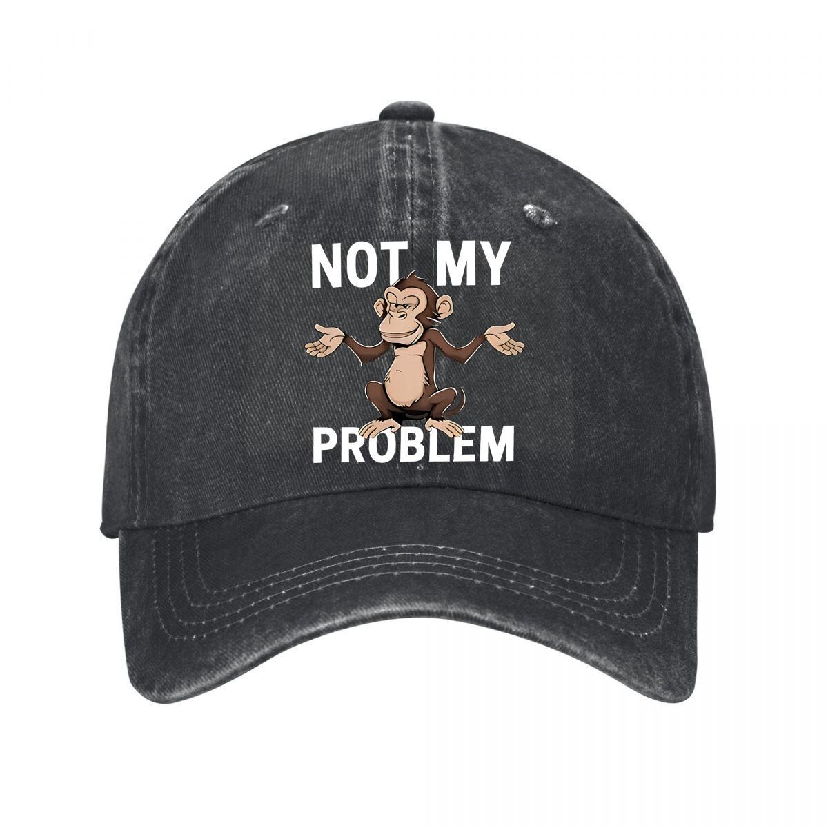 Vintage Baseball Cap Monkey NOT MY PROBLEM D Print Washed Baseball Cap Adjustable