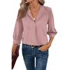 Fashion Pure Color Minimalist Loose Pullover Tops Women's 2025 Spring New Arrival Commuter's All-Matching V Neck Chiffon Shirt Women
