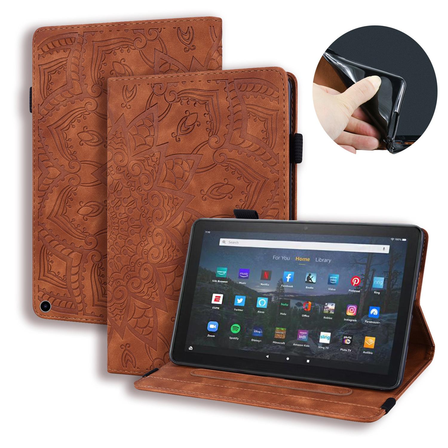 Compatible with Amazon Fire HD 10 PLUS HD10 2026 tablet retro embossed protective case Amazon fire hd 10 plus hd10 2021 розовый