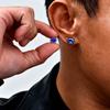 Blue White Black Zircon Clip Earrings for Men Women,Stainless Steel Non Perforated Ear Clips,Simple Hip Hop Earring Jewelry Gift