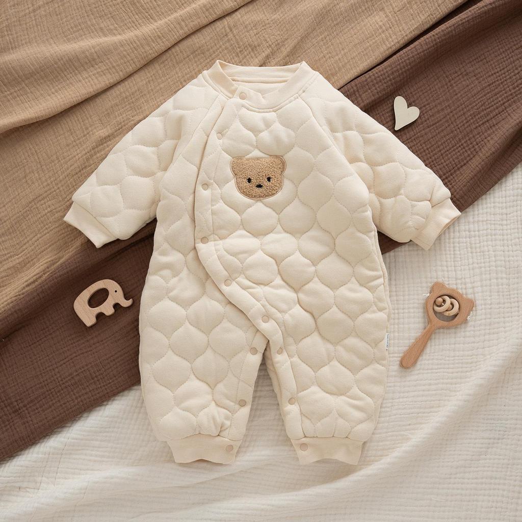 Newborn Boys' Winter Quilted Jacket: Thick, Warm, Stylish Outdoor Jumpsuit