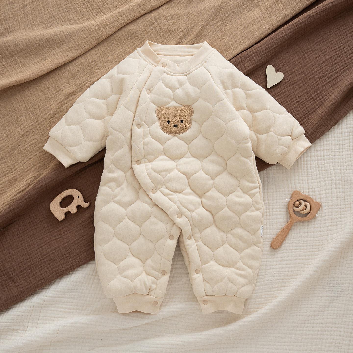 Newborn Winter Cotton-Padded Full Moon Romper - Festive A-Class Outerwear for New Year 66cm