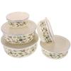 5 Pcs Fresh Fruit Bowl Metal Bowls with Lids Microwavable Mixing Salad Enamel for Baking Enamelware Popcorn