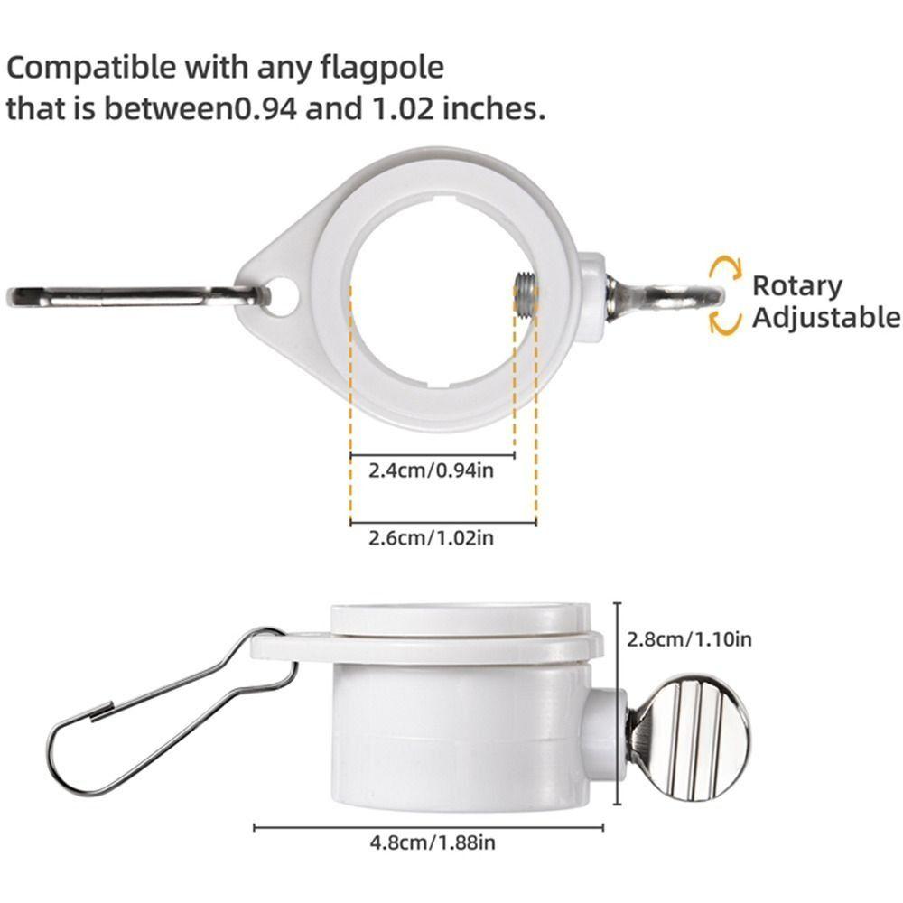 Adjustable With Grommets Flag Pole Ring Anti-wrap White Flagpole Rotating Ring No Rust Flag Pole Mounting Rings Office