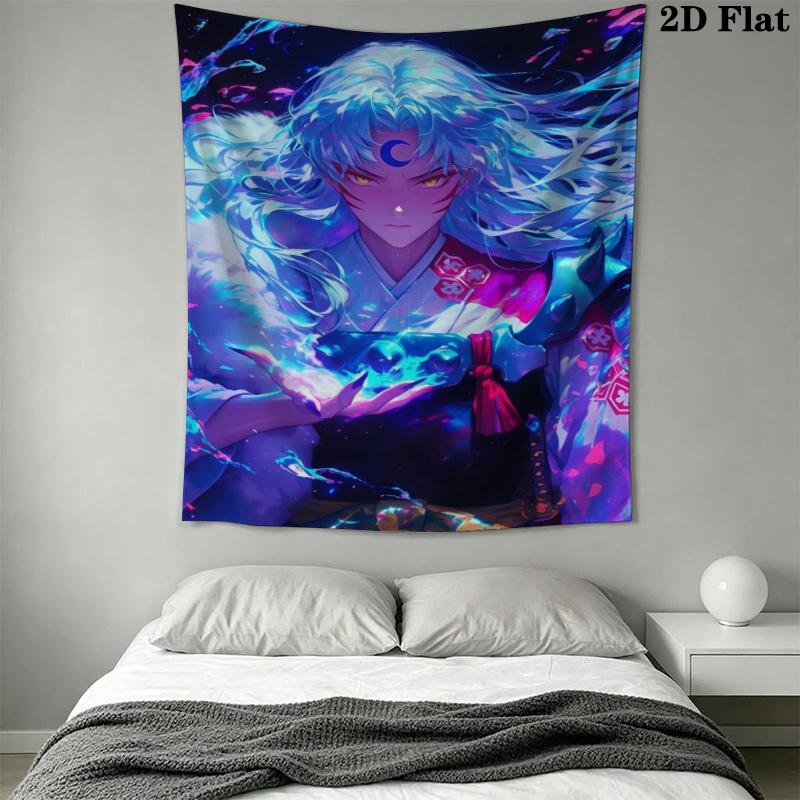 Inuyasha Wall Tapestry Aesthetic Wall Hanging Printed Fabric Blanket Decorative Tapestries for Bedroom Living Room Home Decor