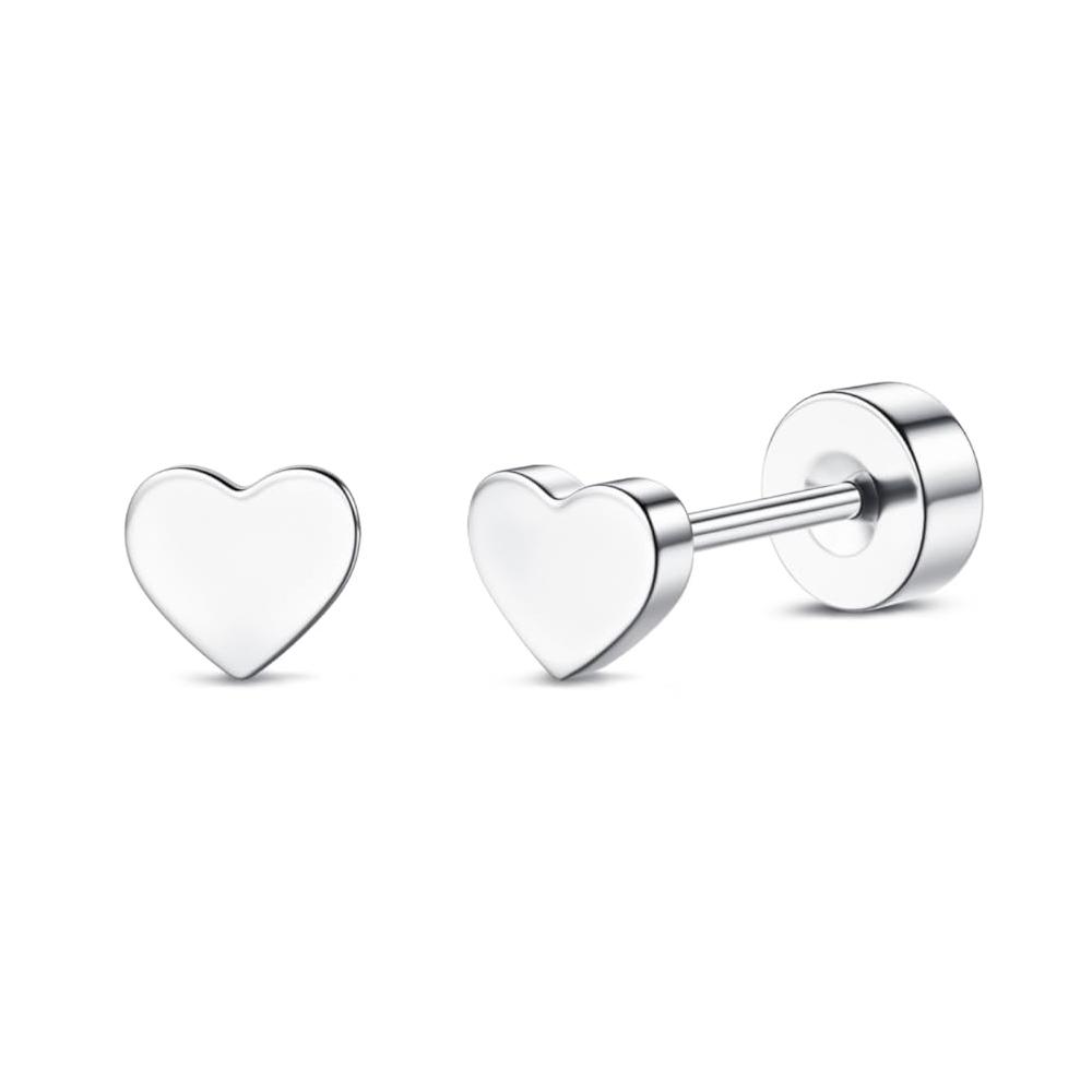 

Bobisty 2Pcs/Set Flat Back Earrings for Women Surgical Steel Earrings 14K Gold Plated Heart Flower Stud Hoop Cartilage Earring