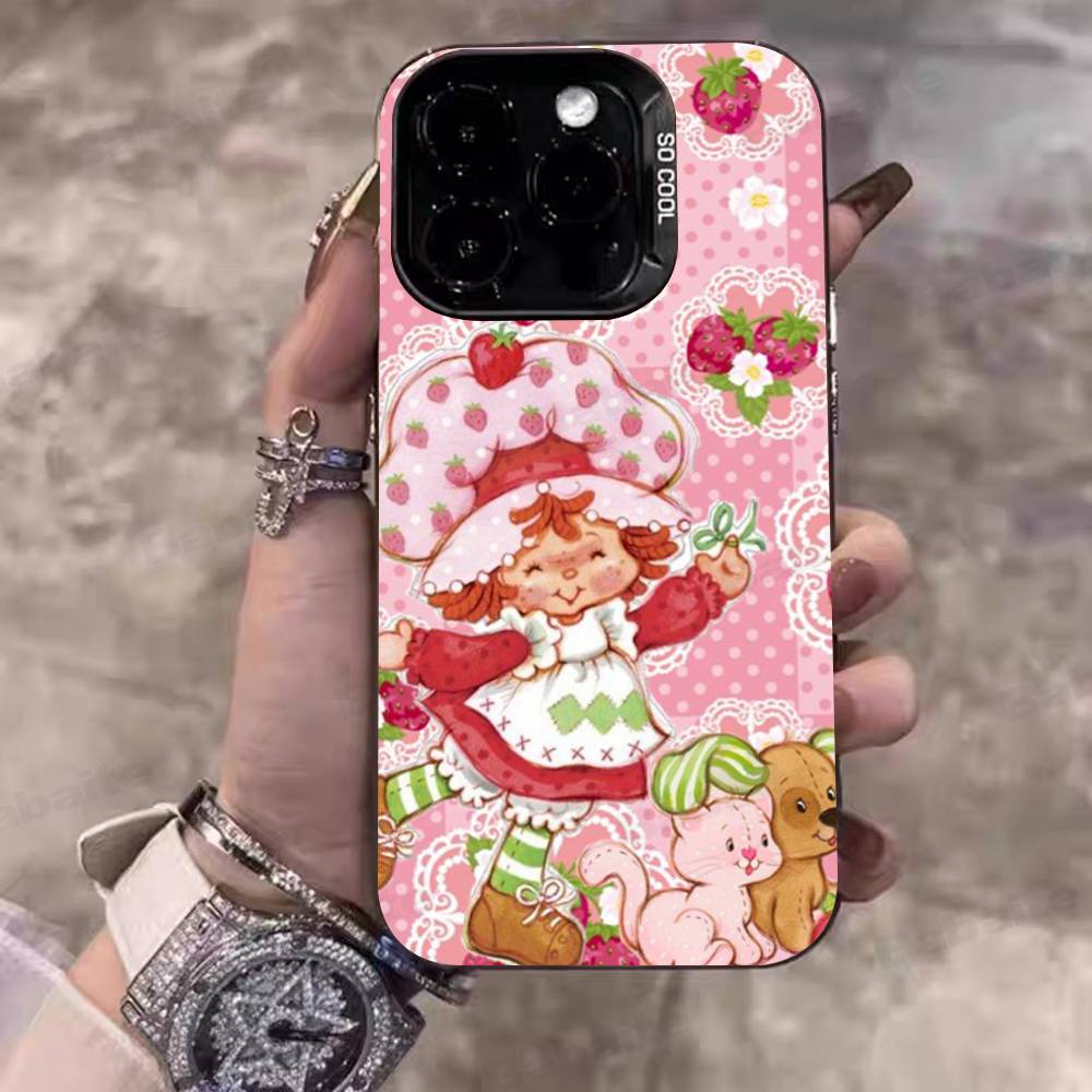 Animated S-Strawberry S-Shortcake Phone Case For IPhone 17 16 15 14 11 12 13 Pro Max Plus Pro Colored Silver Cover