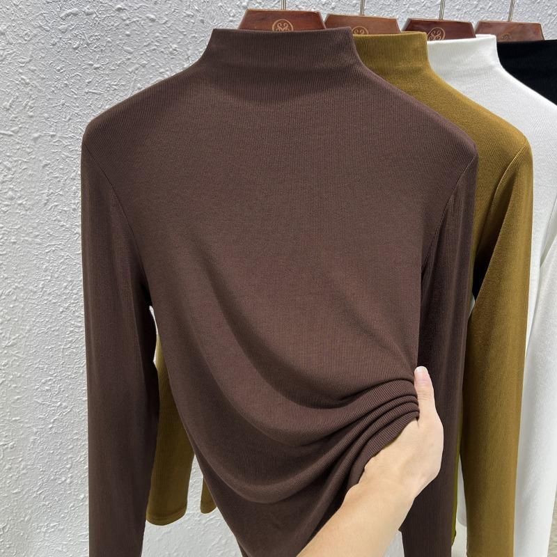 Black bottoming shirt women's inner Modal long-sleeved t-shirt basic semi-turtleneck top spring and autumn new