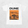 White Orange Desert Sandworm Silhouette Graphic Tee Big Bold Scifi Novel Header Chest Oversized Street Tops