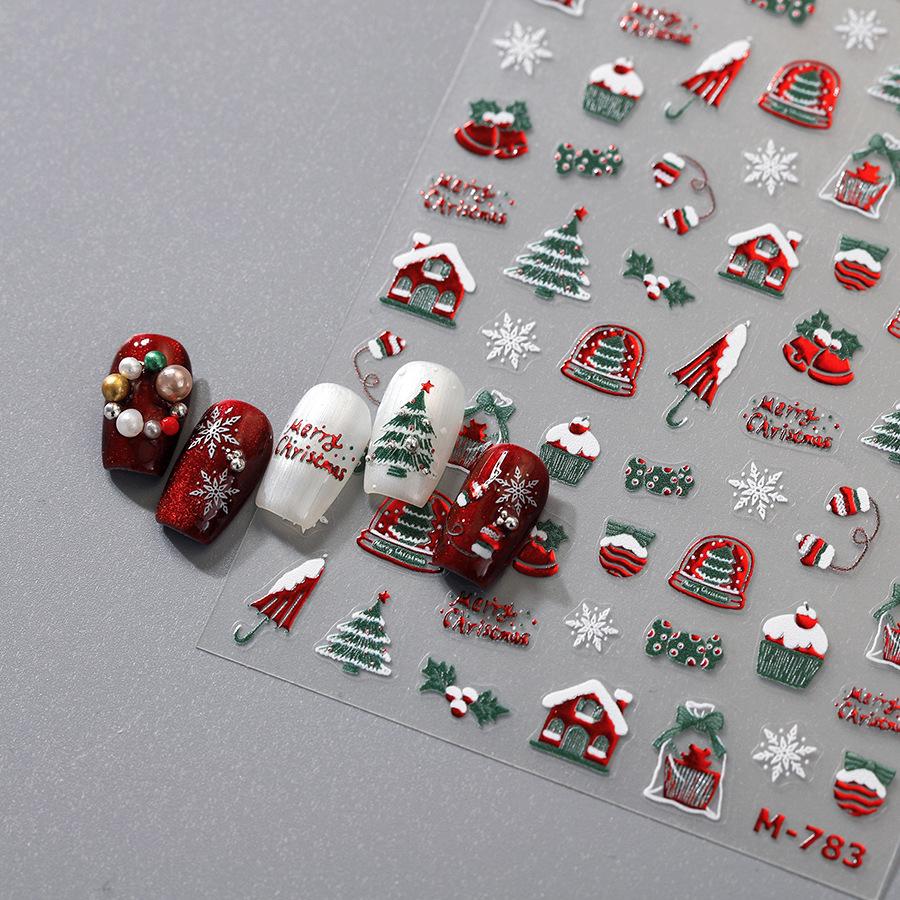 

TENSOR Frosted 3D Christmas Nail Stickers - Self-Adhesive Hot Red Series M-783